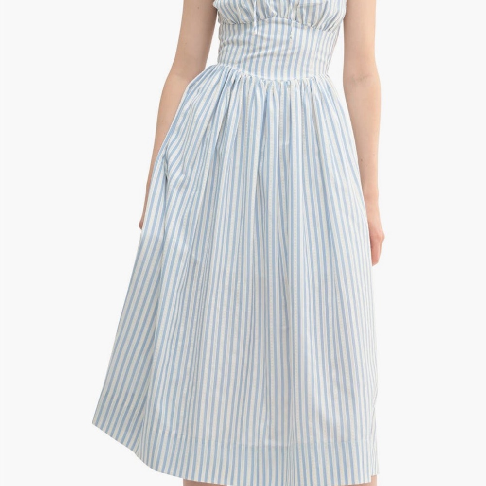All in Favor Blue and White Striped Midi Sundress